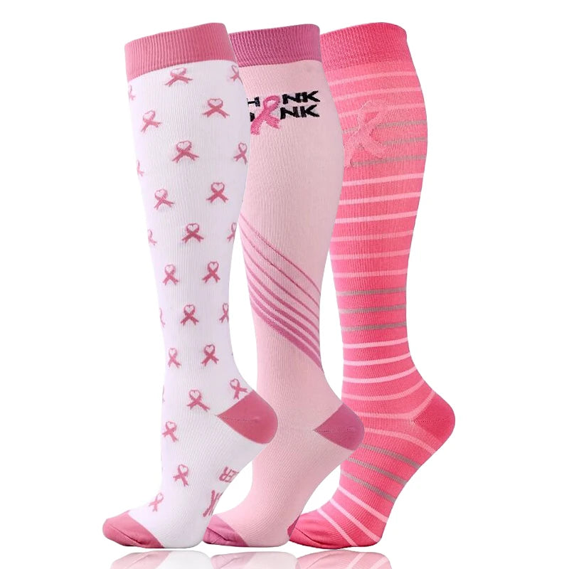 58 Styles 3 Pairs/Pack Compression Socks Knee High 30MmHg Women Men Sports Socks Edema Diabetes Varicose Veins Running Socks Quick Pick Grocers